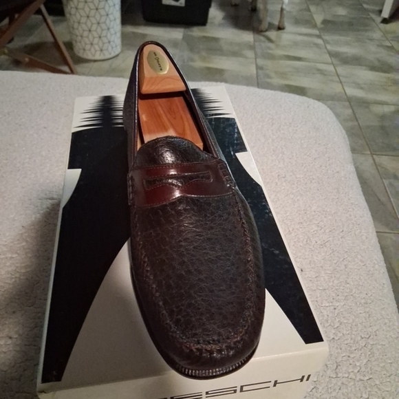 Moreschi Men\'s Dark Brown Leather Slip-On Loafers Peccary Made In Italy main image 5